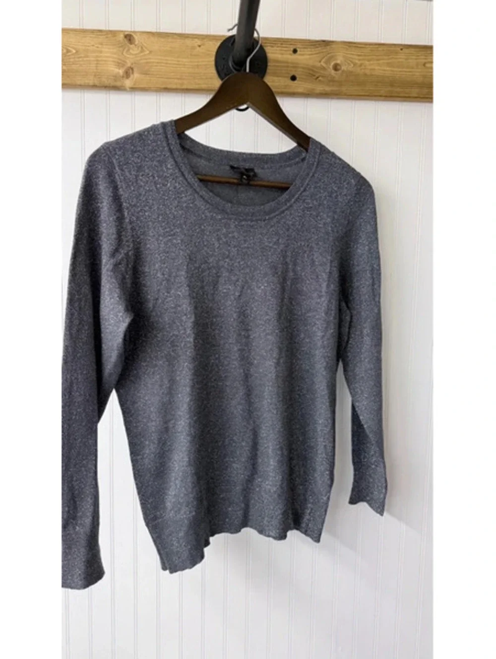 Worthington gray/silver metallic shimmer light sweater petite large xmas party